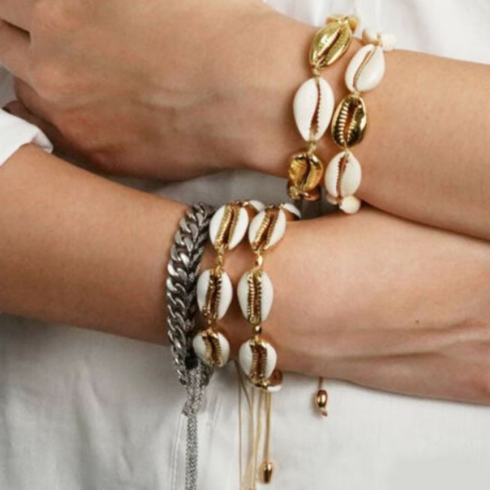 Set of 3 Cowrie Shell Beads Bracelet